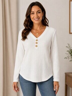 Auselily White Ribbed Sweater XL NWT